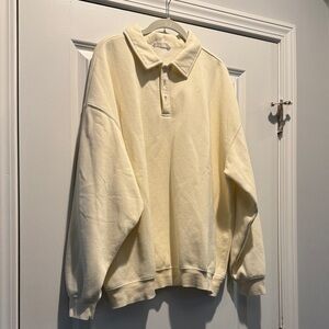 Women’s Talulah Large Light Yellow Collared Pullover Sweatshirt